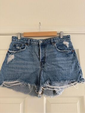 H&M Light Blue Distressed Denim Shorts